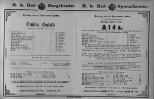 Theaterzettel (Oper und Burgtheater in Wien) 18800903 Seite: 1