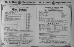 Theaterzettel (Oper und Burgtheater in Wien) 18800913 Seite: 1