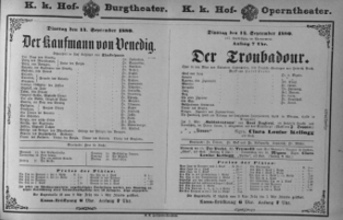 Theaterzettel (Oper und Burgtheater in Wien) 18800914 Seite: 1