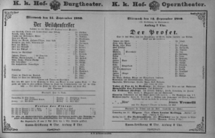 Theaterzettel (Oper und Burgtheater in Wien) 18800915 Seite: 1