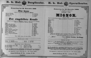Theaterzettel (Oper und Burgtheater in Wien) 18800916 Seite: 1