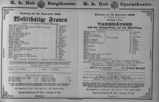 Theaterzettel (Oper und Burgtheater in Wien) 18800918 Seite: 1
