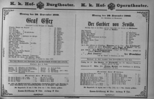 Theaterzettel (Oper und Burgtheater in Wien) 18800920 Seite: 1