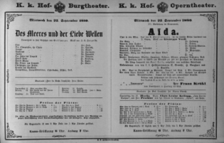 Theaterzettel (Oper und Burgtheater in Wien) 18800922 Seite: 1