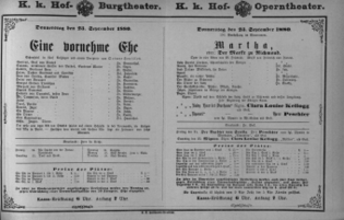 Theaterzettel (Oper und Burgtheater in Wien) 18800923 Seite: 1