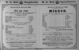 Theaterzettel (Oper und Burgtheater in Wien) 18800925 Seite: 1