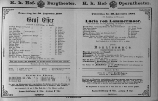 Theaterzettel (Oper und Burgtheater in Wien) 18800930 Seite: 1