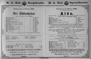 Theaterzettel (Oper und Burgtheater in Wien) 18801005 Seite: 1