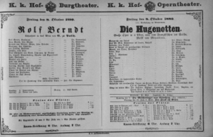 Theaterzettel (Oper und Burgtheater in Wien) 18801008 Seite: 1