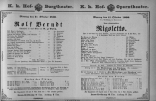 Theaterzettel (Oper und Burgtheater in Wien) 18801011 Seite: 1