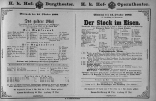 Theaterzettel (Oper und Burgtheater in Wien) 18801013 Seite: 1