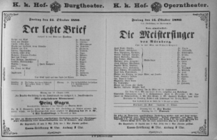 Theaterzettel (Oper und Burgtheater in Wien) 18801015 Seite: 1