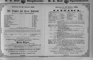 Theaterzettel (Oper und Burgtheater in Wien) 18801016 Seite: 1