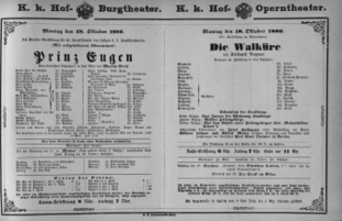 Theaterzettel (Oper und Burgtheater in Wien) 18801018 Seite: 1