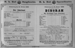 Theaterzettel (Oper und Burgtheater in Wien) 18801021 Seite: 1