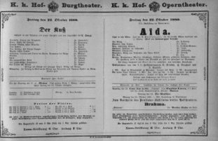 Theaterzettel (Oper und Burgtheater in Wien) 18801022 Seite: 1