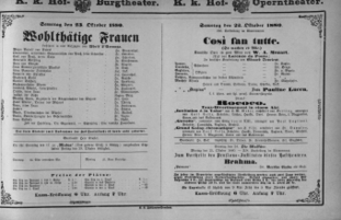Theaterzettel (Oper und Burgtheater in Wien) 18801023 Seite: 1