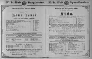 Theaterzettel (Oper und Burgtheater in Wien) 18801027 Seite: 1