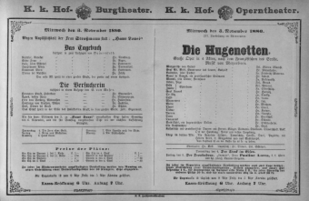Theaterzettel (Oper und Burgtheater in Wien) 18801103 Seite: 1