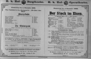 Theaterzettel (Oper und Burgtheater in Wien) 18801104 Seite: 1