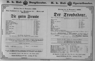 Theaterzettel (Oper und Burgtheater in Wien) 18801105 Seite: 1