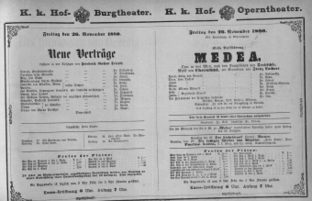 Theaterzettel (Oper und Burgtheater in Wien) 18801126 Seite: 1