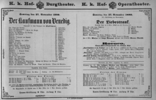 Theaterzettel (Oper und Burgtheater in Wien) 18801127 Seite: 1