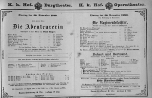 Theaterzettel (Oper und Burgtheater in Wien) 18801130 Seite: 1