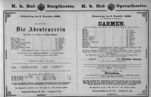 Theaterzettel (Oper und Burgtheater in Wien) 18801202 Seite: 1