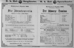 Theaterzettel (Oper und Burgtheater in Wien) 18801205 Seite: 1