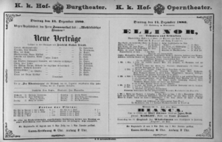 Theaterzettel (Oper und Burgtheater in Wien) 18801214 Seite: 1