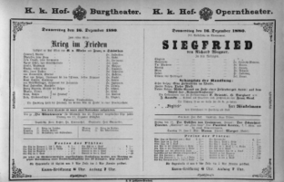 Theaterzettel (Oper und Burgtheater in Wien) 18801216 Seite: 1