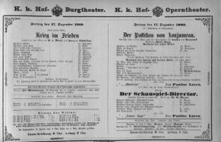 Theaterzettel (Oper und Burgtheater in Wien) 18801217 Seite: 1
