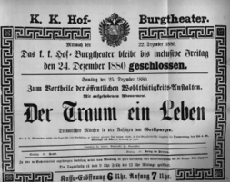 Theaterzettel (Oper und Burgtheater in Wien) 18801222 Seite: 1