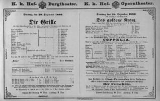 Theaterzettel (Oper und Burgtheater in Wien) 18801228 Seite: 1