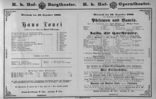 Theaterzettel (Oper und Burgtheater in Wien) 18801229 Seite: 1