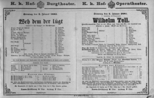 Theaterzettel (Oper und Burgtheater in Wien) 18810102 Seite: 1
