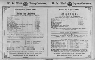 Theaterzettel (Oper und Burgtheater in Wien) 18810104 Seite: 1