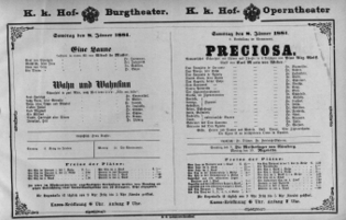 Theaterzettel (Oper und Burgtheater in Wien) 18810108 Seite: 1