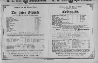 Theaterzettel (Oper und Burgtheater in Wien) 18810116 Seite: 1