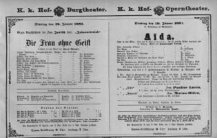 Theaterzettel (Oper und Burgtheater in Wien) 18810118 Seite: 1