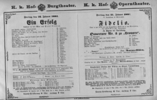 Theaterzettel (Oper und Burgtheater in Wien) 18810121 Seite: 1