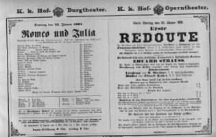 Theaterzettel (Oper und Burgtheater in Wien) 18810125 Seite: 1
