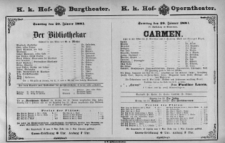 Theaterzettel (Oper und Burgtheater in Wien) 18810129 Seite: 1