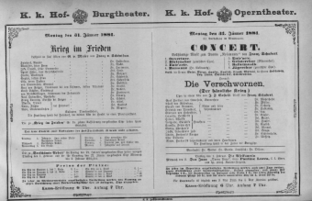 Theaterzettel (Oper und Burgtheater in Wien) 18810131 Seite: 1