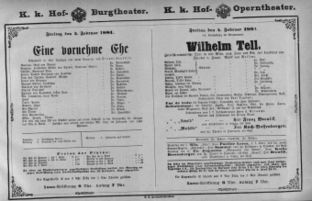 Theaterzettel (Oper und Burgtheater in Wien) 18810204 Seite: 1