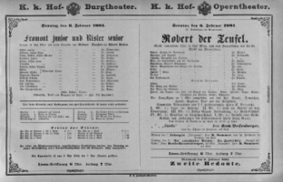 Theaterzettel (Oper und Burgtheater in Wien) 18810206 Seite: 1