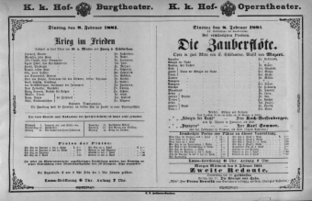 Theaterzettel (Oper und Burgtheater in Wien) 18810208 Seite: 1