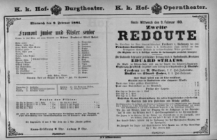 Theaterzettel (Oper und Burgtheater in Wien) 18810209 Seite: 1