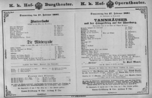 Theaterzettel (Oper und Burgtheater in Wien) 18810217 Seite: 1